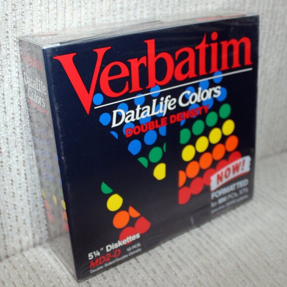 3/77❤️Verbatim DataLife Colors MD2-D 5¼" Diskettes IBM Formatted Double-Sided - Picture 1 of 8